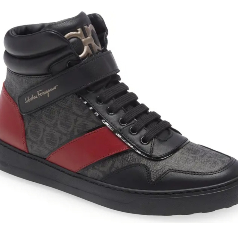Salvatore Ferragamo Mens Noe Leather Sneakers